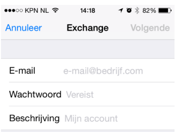 emailadres invullen exchange 2013 iphone