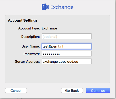 exchange mac account settings perrit